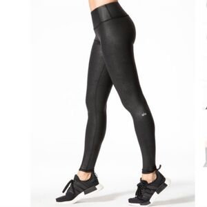 Alo Yoga High Waist Airbrush Leggings Black Performance Leather